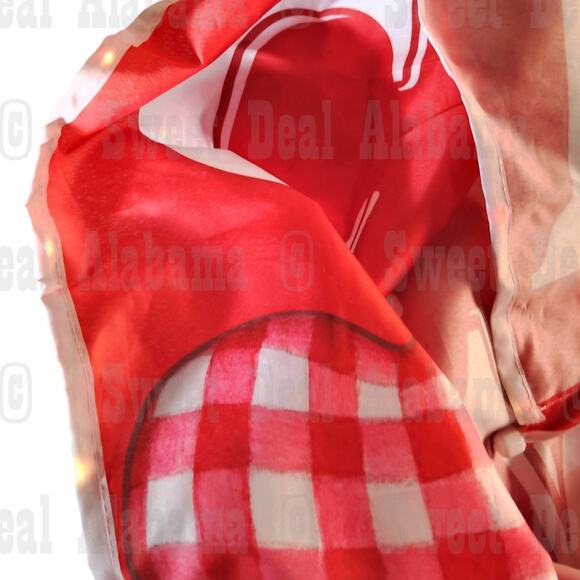 Vertical Welcome Banner – Red with Checkered Heart, Lighted Down The Sides - Picture 7 of 10